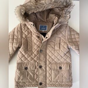 Jacadi Paris hooded fur jacket (unisex) size: 24 months EUC